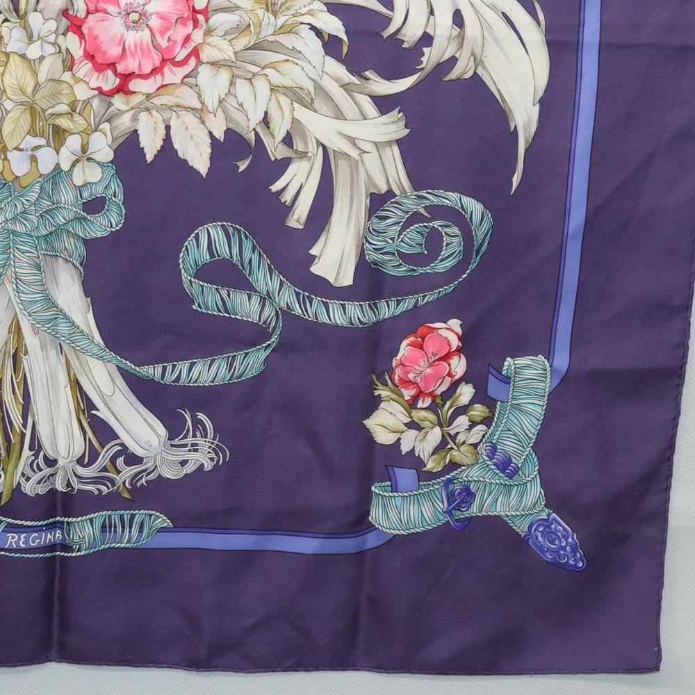 HERMES Carre 90 Scarf ""REGINA"" Silk Purple Auth bs24064 - Picture 10 of 15